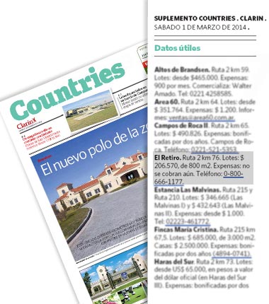 Diario Clarín, Suplemento Countries